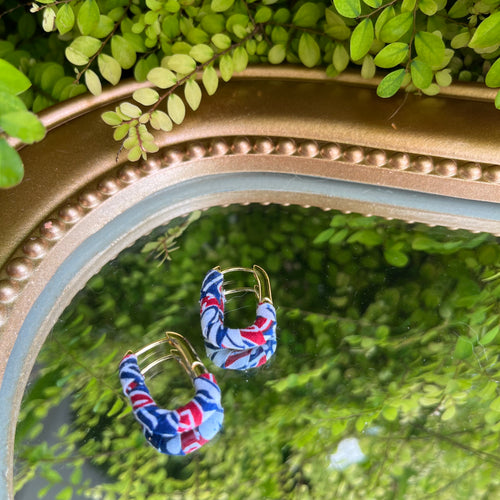 Just for U Earrings - Red/blue/white