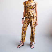 Load image into Gallery viewer, Vinie Peplum in Merak - Purple &amp; Yellow (SALE)